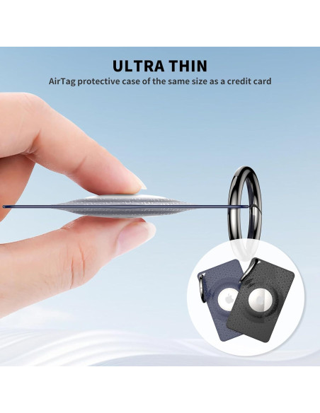 2 Pcs Funda Silicona Ultra Delgada para AirTag Wacanc Negro/Azul