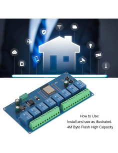 Módulo Relé Inteligente 8 Canales ESP32 WALFRONT 250V AC 2