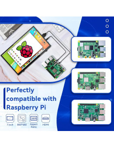 Monitor LCD 7" HAMTYSAN HDMI 800x480 para Raspberry Pi 2