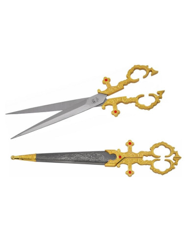 Daga de Tijeras Medieval Wuu Jau H-6010-GD 28 cm Dorado