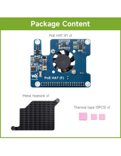 Waveshare PoE HAT para Raspberry Pi 5 con Ventilador y Disipador 2