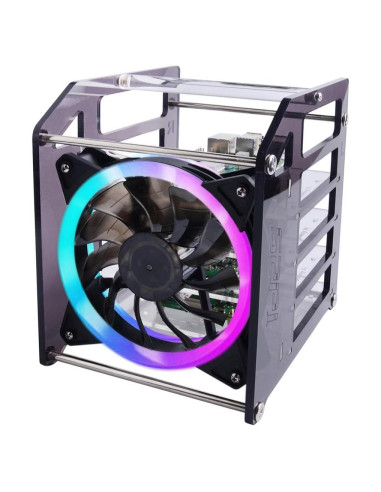 Caja Clúster GeeekPi 4 Capas con Ventilador RGB para Raspberry Pi