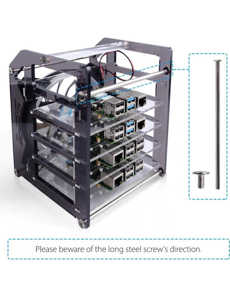 Caja Clúster GeeekPi 4 Capas con Ventilador RGB para Raspberry Pi