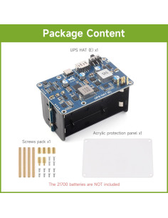 UPS HAT (E) Waveshare para Raspberry Pi 5/4B/3B+, 5V 6A 2