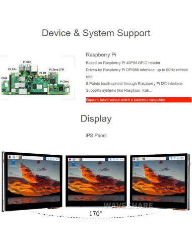 Pantalla táctil LCD 3.5" Waveshare para Raspberry Pi 640x480