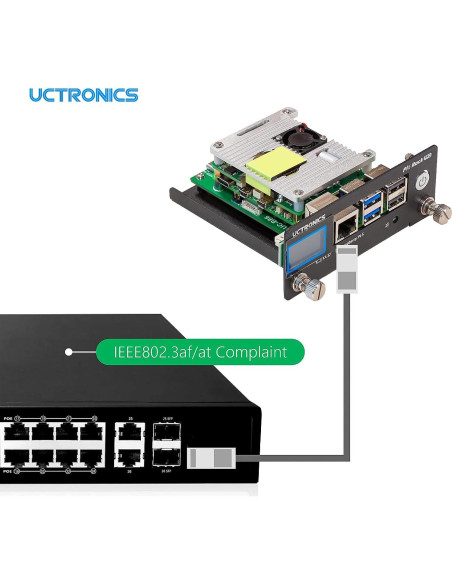 Sombrero PoE Uctronics para Raspberry Pi 5/4/3B 5V 4.5A