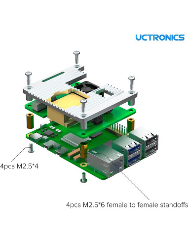 Sombrero PoE Uctronics para Raspberry Pi 5/4/3B 5V 4.5A