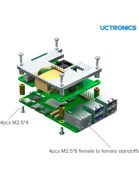 Sombrero PoE Uctronics para Raspberry Pi 5/4/3B 5V 4.5A