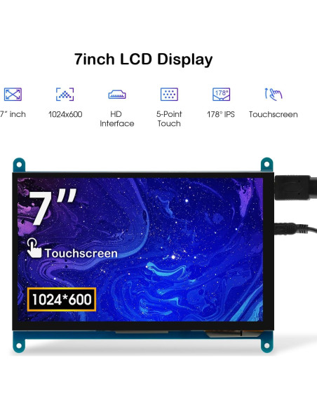 Pantalla Táctil 7" ELECROW 1024x600 IPS para Raspberry Pi