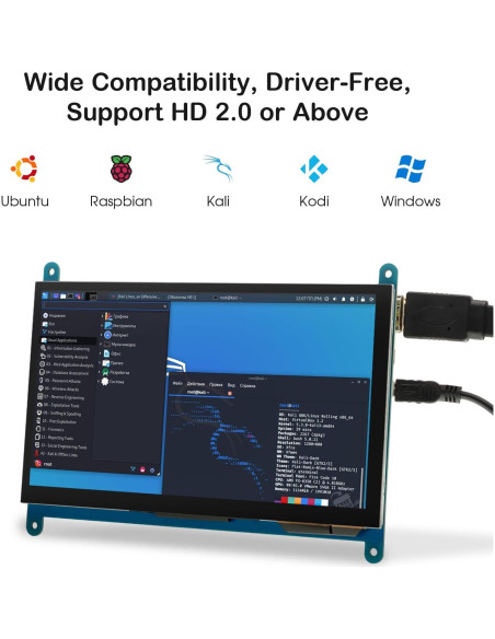 Pantalla Táctil 7" ELECROW 1024x600 IPS para Raspberry Pi