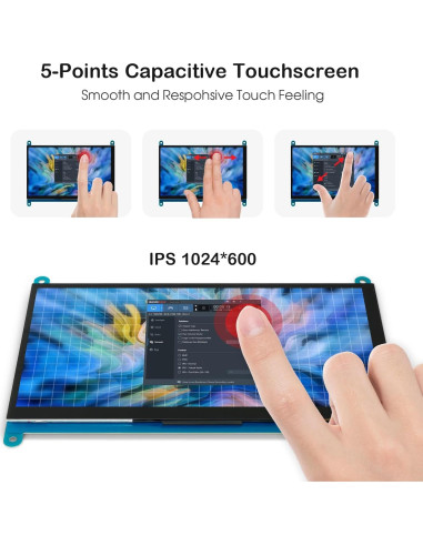 Pantalla Táctil 7" ELECROW 1024x600 IPS para Raspberry Pi