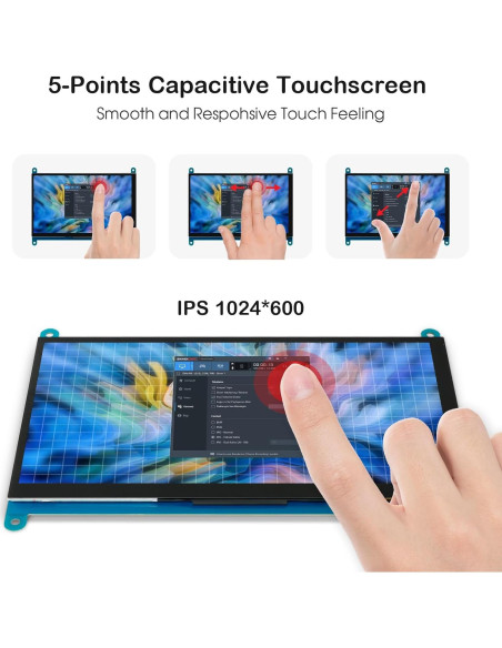 Pantalla Táctil 7" ELECROW 1024x600 IPS para Raspberry Pi