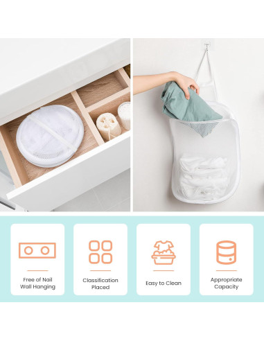 Cesta de Ropa Sucia Colgante Patelai 3 Piezas 30x40 cm