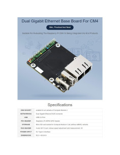Placa Base Mini Dual Ethernet Gigabit Waveshare CM4 44.83g 2