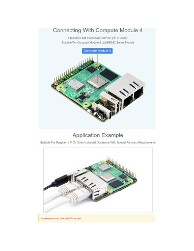 Placa Base Mini Dual Ethernet Gigabit Waveshare CM4 44.83g