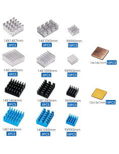 100 Pcs Disipadores de Calor MazerPi para Raspberry Pi 4B/3B+/3B/2B 2