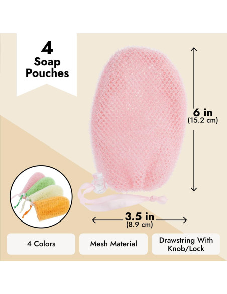 Bolsas de Malla para Jabón Juvale - Exfoliación 4 Colores