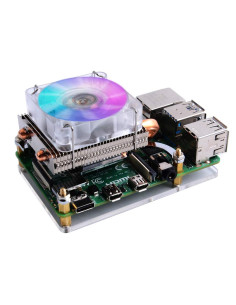 Ventilador PWM RGB GeeekPi para Raspberry Pi 4B y 3B+ Plata