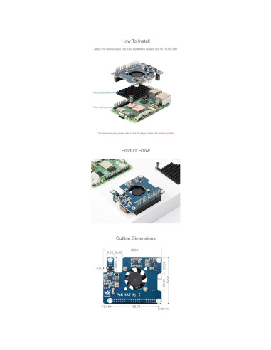 Power Over Ethernet HAT Iiunius para Raspberry Pi 5 con Ventilador