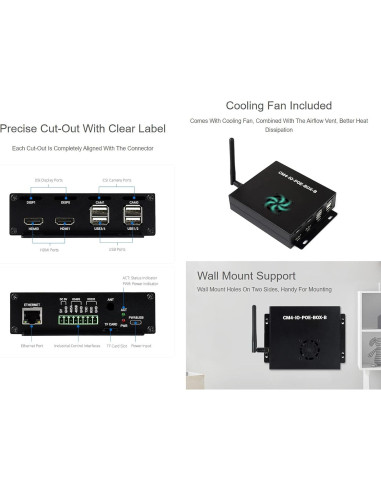 Mini Computadora PoE Waveshare CM4 IO Board B con Ventilador