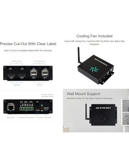Mini Computadora PoE Waveshare CM4 IO Board B con Ventilador