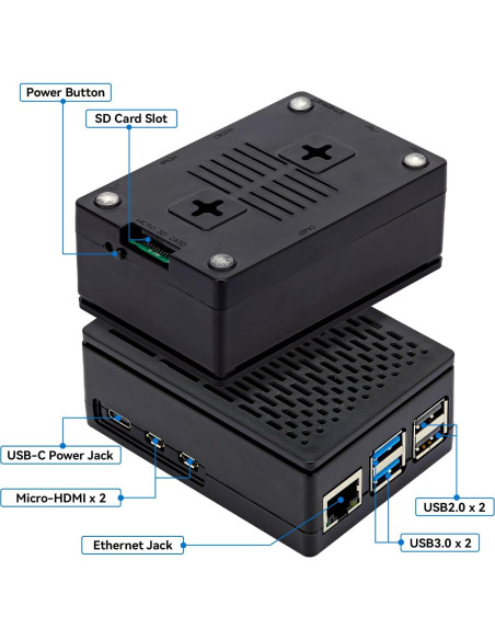 Funda TADA para Raspberry Pi 5 con Enfriador Activo Negro