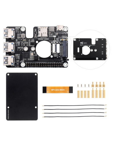 Módem Celular 4G/5G Waveshare PCIe a M.2 HAT USB 3.2