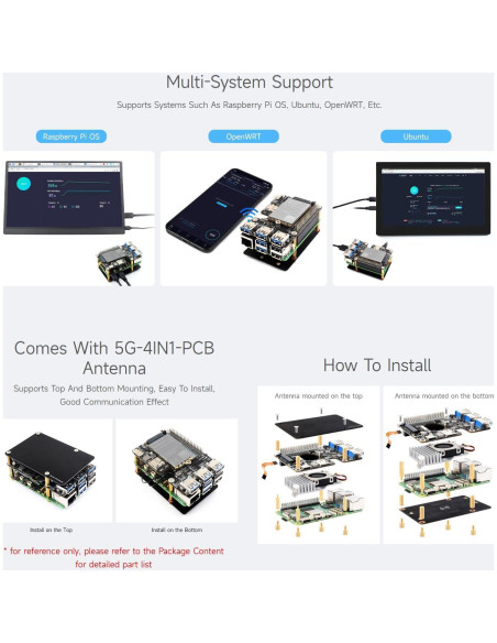 Módem Celular 4G/5G Waveshare PCIe a M.2 HAT USB 3.2