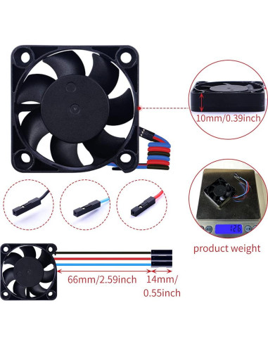 Ventilador PWM GeeekPi 40x40x10mm 2PCS 5V para Raspberry Pi