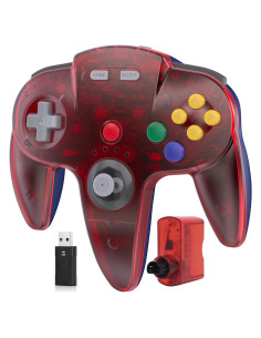 Controlador Inalámbrico N64 SAFFUN Rojo Transparente USB