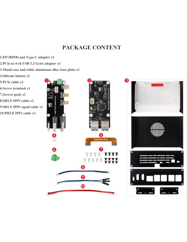 Kit Mini-Computadora Multifuncional Wonrabai Pi5 Módulo BOX-B