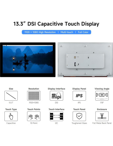 Pantalla táctil capacitiva Waveshare 13.3" 1920x1080 DSI