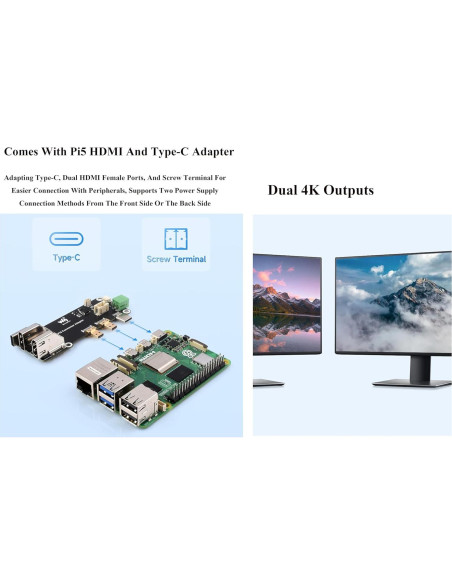 Kit Mini-Computadora Multifuncional Wonrabai Pi5 Módulo BOX-B