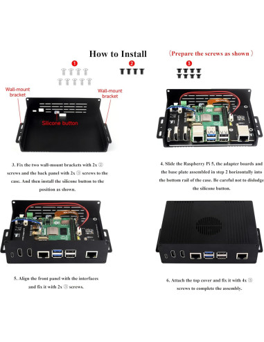Kit Mini-Computadora Multifuncional Wonrabai Pi5 Módulo BOX-B
