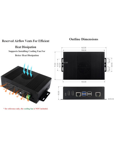 Kit Mini-Computadora Multifuncional Wonrabai Pi5 Módulo BOX-B