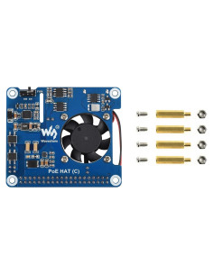 Waveshare PoE HAT C para Raspberry Pi 3B+/4B, 12V y 5V
