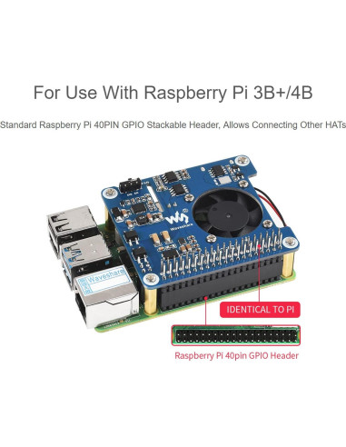 Waveshare PoE HAT C para Raspberry Pi 3B+/4B, 12V y 5V