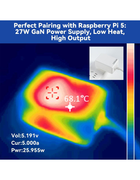 Fuente de Alimentación USB-C 27W SunFounder para Raspberry Pi 5