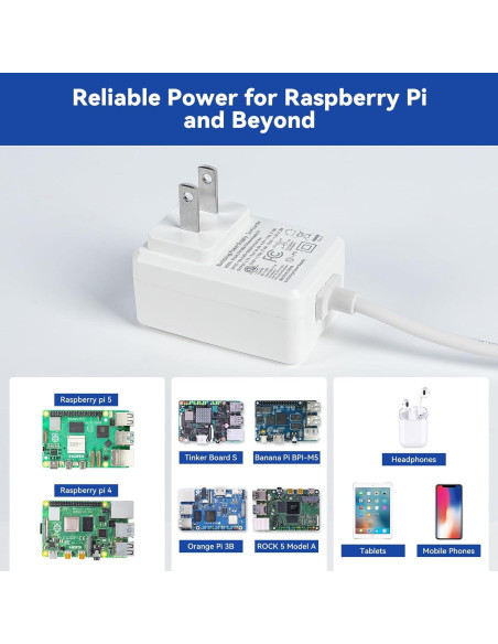 Fuente de Alimentación USB-C 27W SunFounder para Raspberry Pi 5