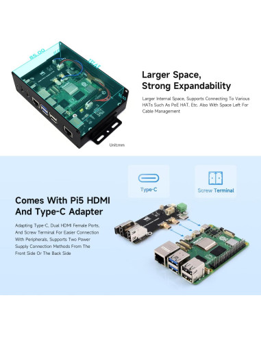 Kit Mini Computadora Todo en Uno Waveshare Pi5 Module BOX-B