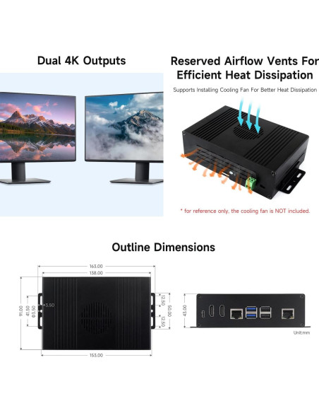 Kit Mini Computadora Todo en Uno Waveshare Pi5 Module BOX-B