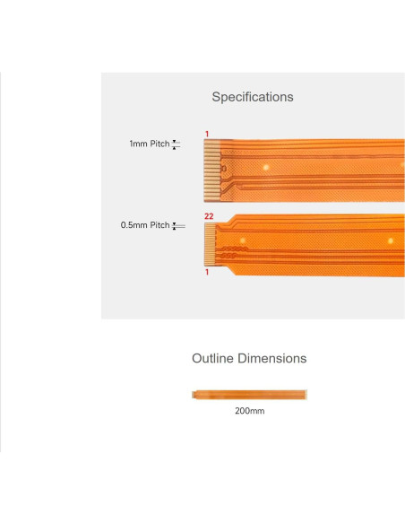 Cable DSI FPC 200mm Waveshare para Raspberry Pi 5 22 a 15 pines