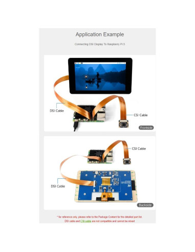 Cable DSI FPC 200mm Waveshare para Raspberry Pi 5 22 a 15 pines