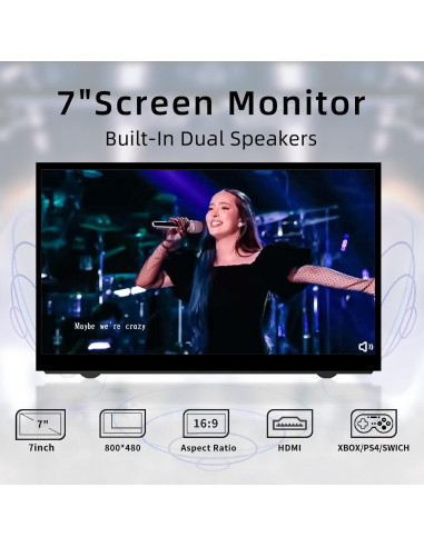 Monitor LCD 7" HAMTYSAN HDMI 800x480 para Raspberry Pi