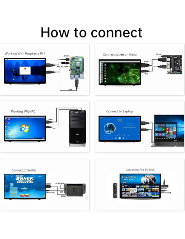 Monitor LCD 7" HAMTYSAN HDMI 800x480 para Raspberry Pi