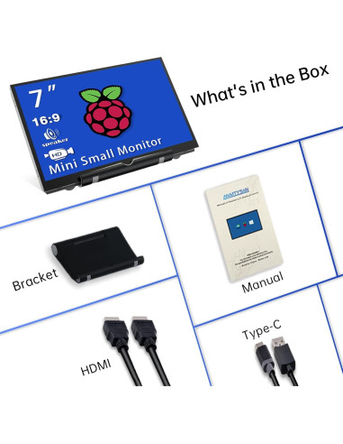 Monitor LCD 7" HAMTYSAN HDMI 800x480 para Raspberry Pi