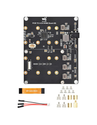 Adaptador PCIe a 4-Ch NVMe M.2 Coolwell para Raspberry Pi 5