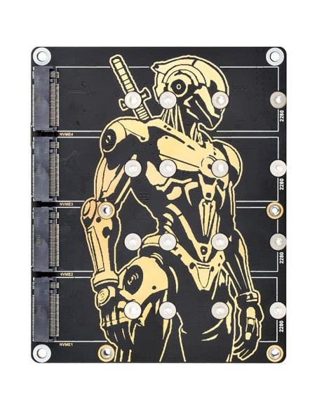 Adaptador PCIe a 4-Ch NVMe M.2 Coolwell para Raspberry Pi 5
