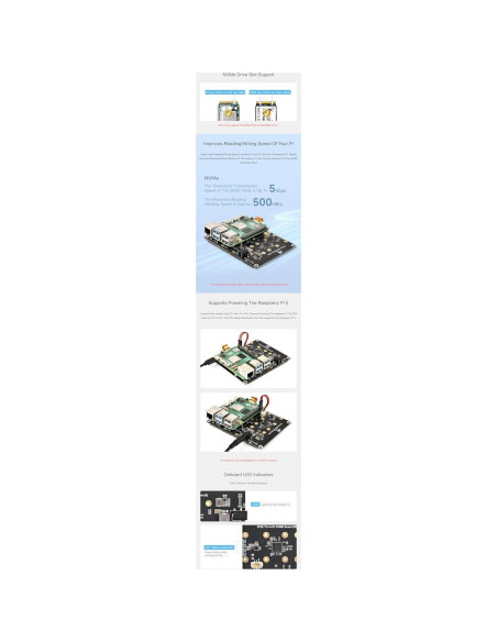 Adaptador PCIe a 4-Ch NVMe M.2 Coolwell para Raspberry Pi 5