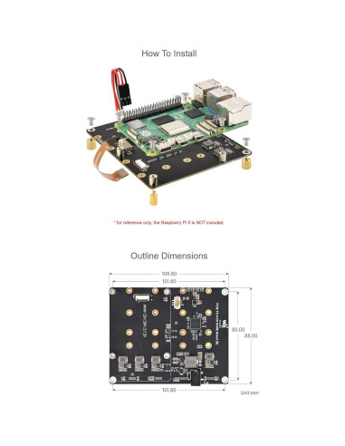 Adaptador PCIe a 4-Ch NVMe M.2 Coolwell para Raspberry Pi 5